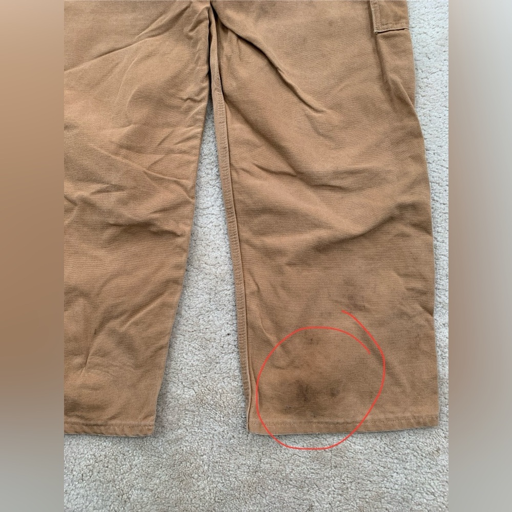 Vintage Carhartt 38x30 Double Knee Overalls Tan Duck Canvas USA Union Made 6FB - Picture 14 of 14